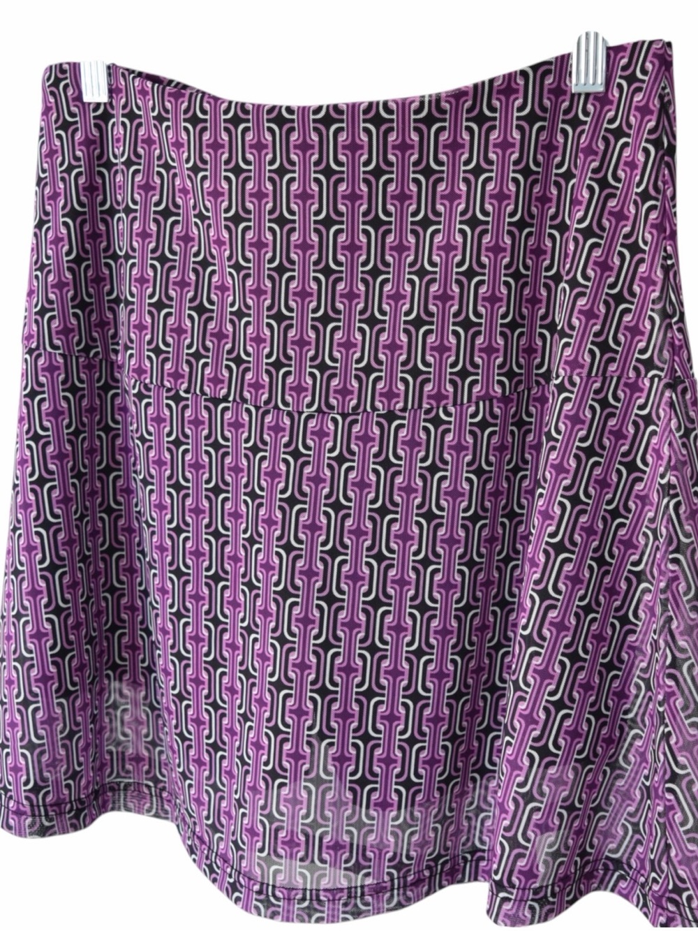 Daily Sports Mod Print Small Purple Geometric A-Line Skirt Retro 60s 70s Vtg